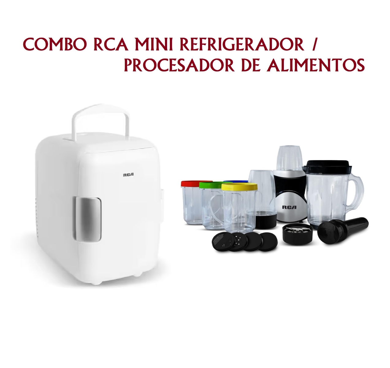 Combo RCA Mini Refrigerador RC-04W / Procesador de Alimentos RC-3198 ALBY5