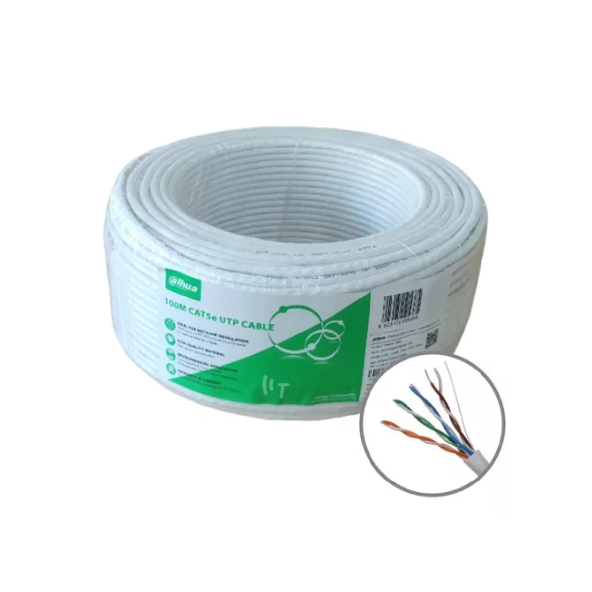 Bobina 100 M Cable UTP Cat 5e CCA Blanco Uso Interior Cubierta de FR-PVC ROHS compliant NB camaras