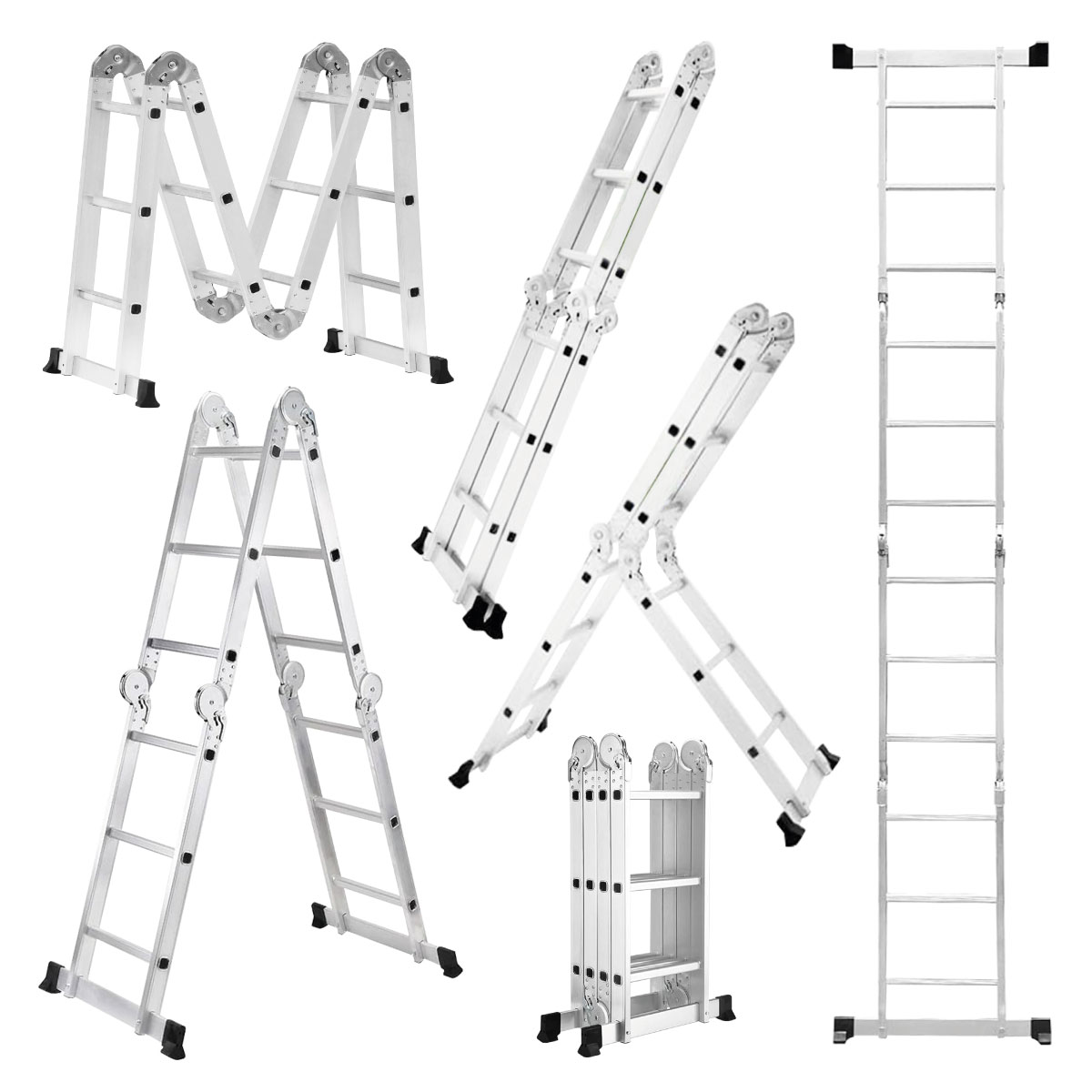 Escalera Multiposiciones 8 en 1 Aluminio 150Kg 12 Peldaños