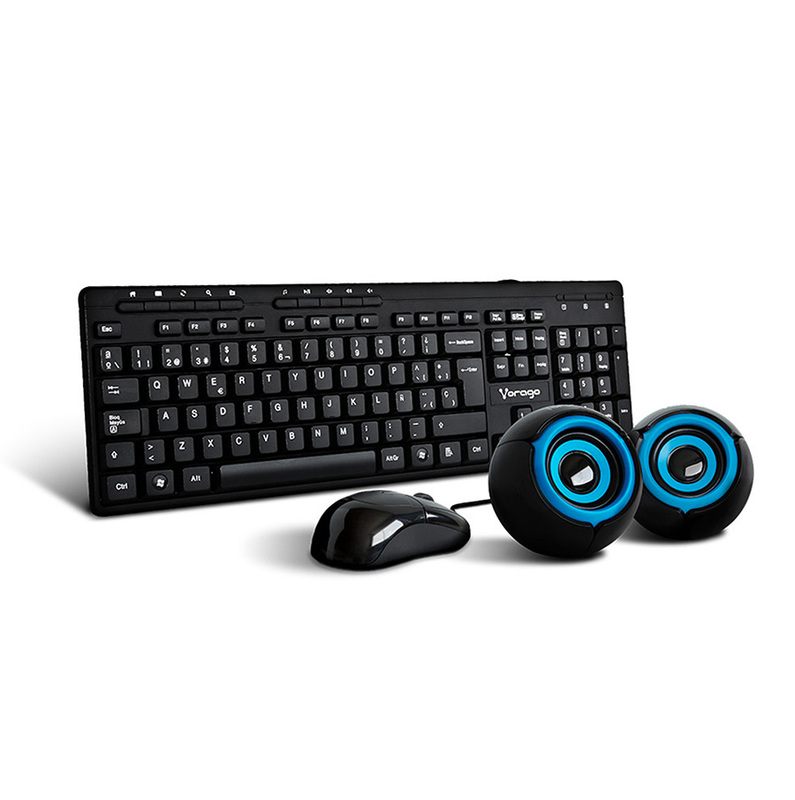 Kit de Teclado Mouse y Bocinas Vorago KMS-104, Alámbrico, USB, Negro (Español)