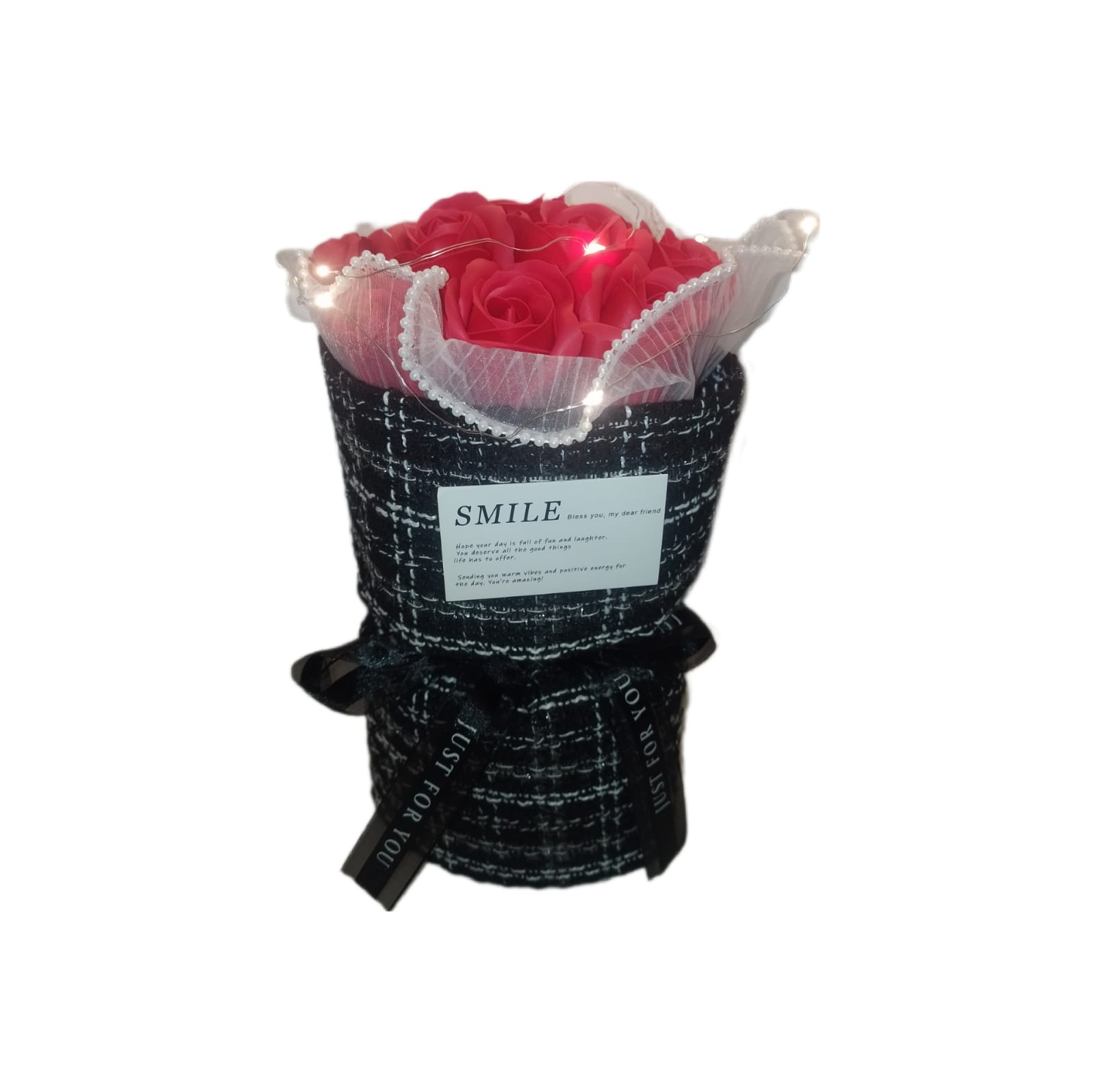 Ramo de Rosas Eternas con Aroma y luz Led Color Negro Decoración Parejas San Valentín