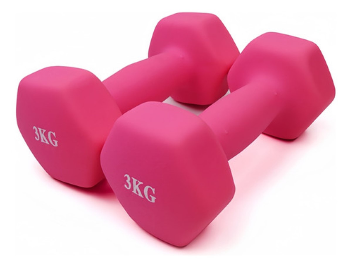 Mancuerna Pesa Neopreno 3 Kg Gym Entrenamiento Kit 2 Piezas rosa