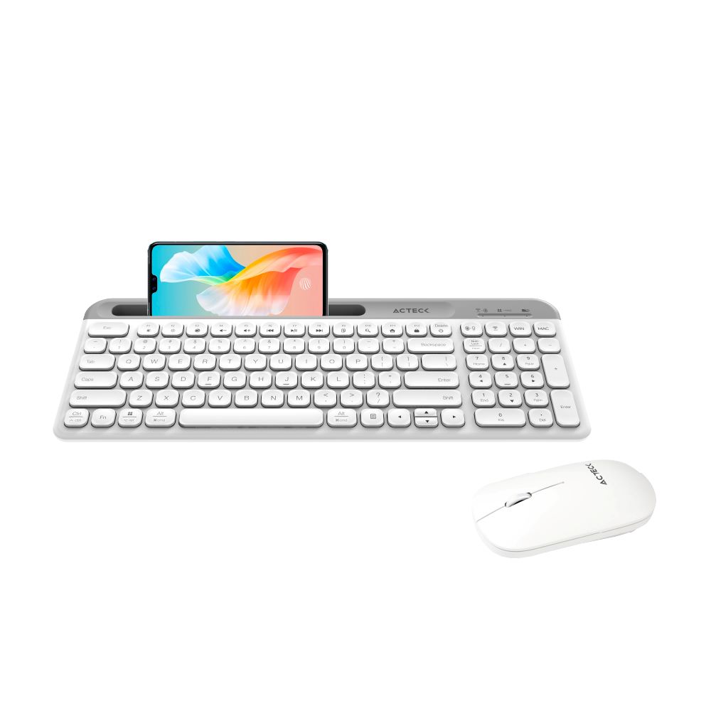 Combo Acteck Silk MK720 2-1 Ergonómico/ Inalámbrico /USB Blanco