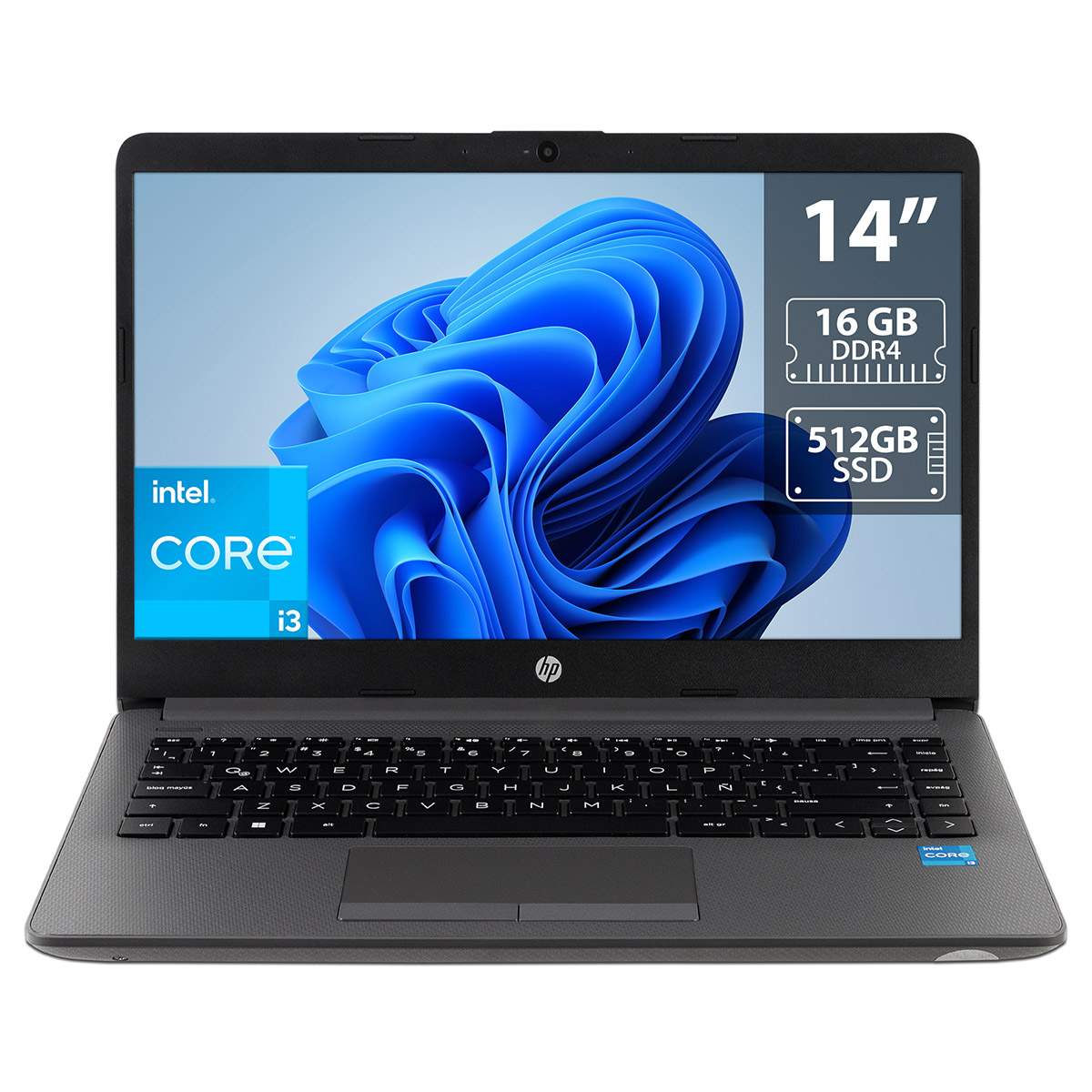 Laptop HP 240 G9: Intel Core i3 1215U, RAM 16GB DDR4, SSD 512GB, Pantalla 14" LED,  Windows 11 Home