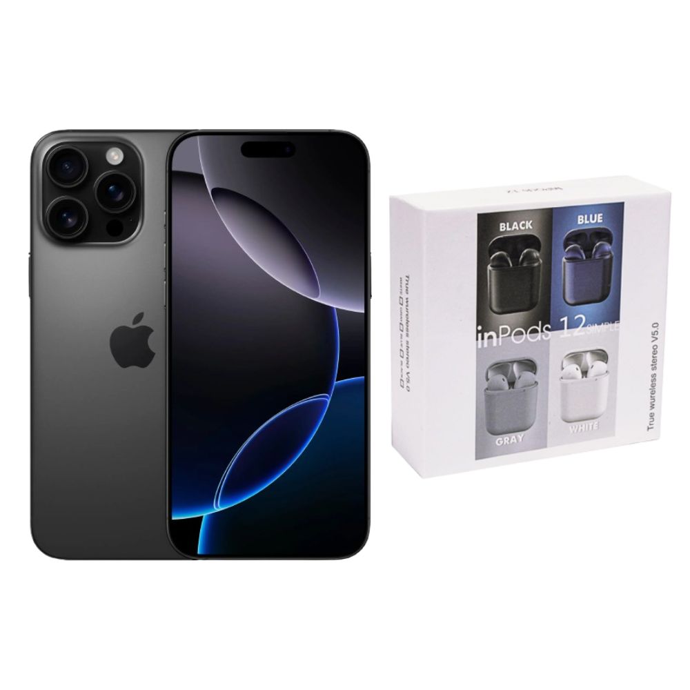 iPhone 16 Pro Max 256GB Negro E-SIM Nuevo + Audífonos Genéricos