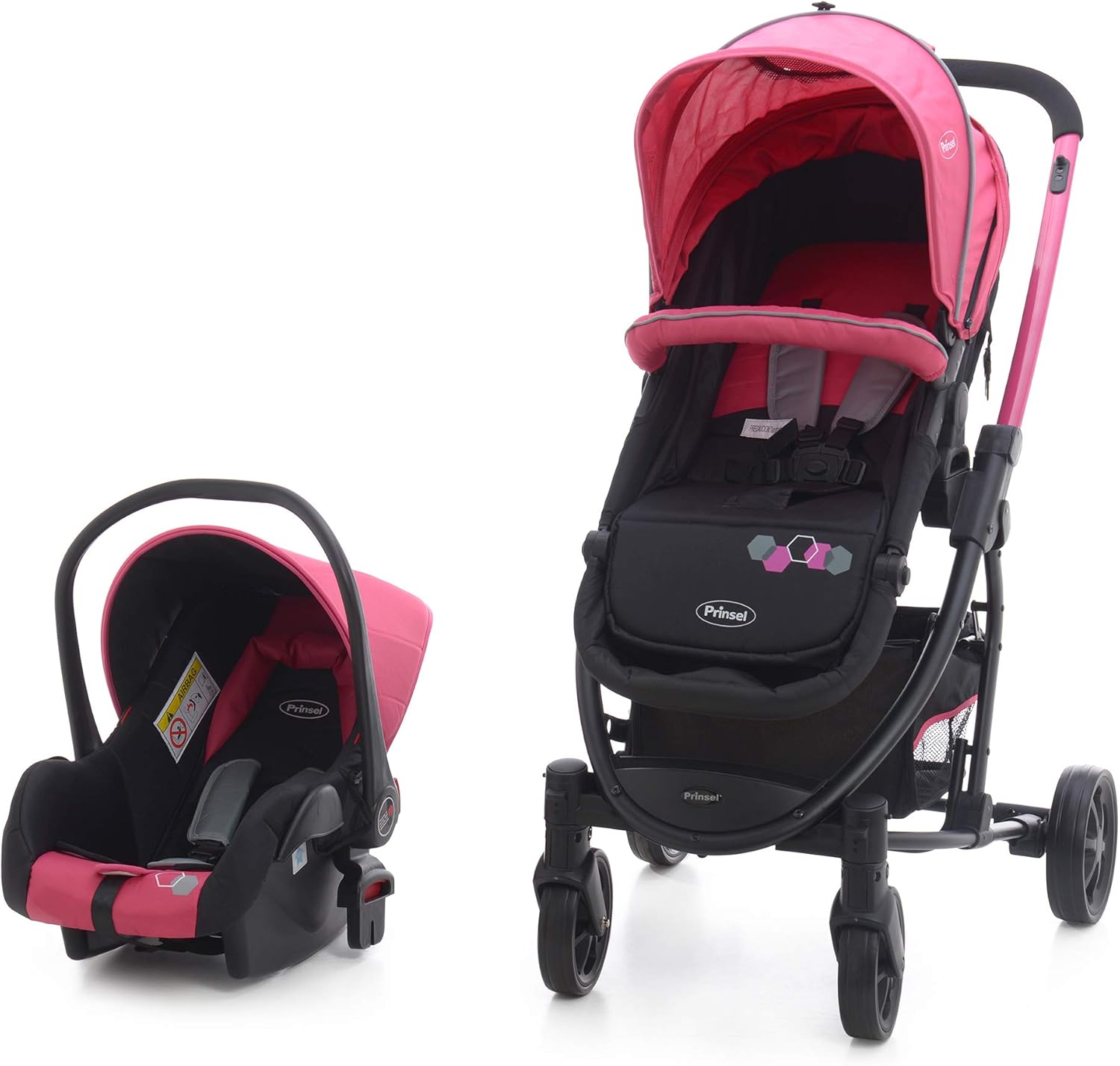 Carriola De Paseo Con Portabebe Rosa Prinsel Alfa Ts 5047 A