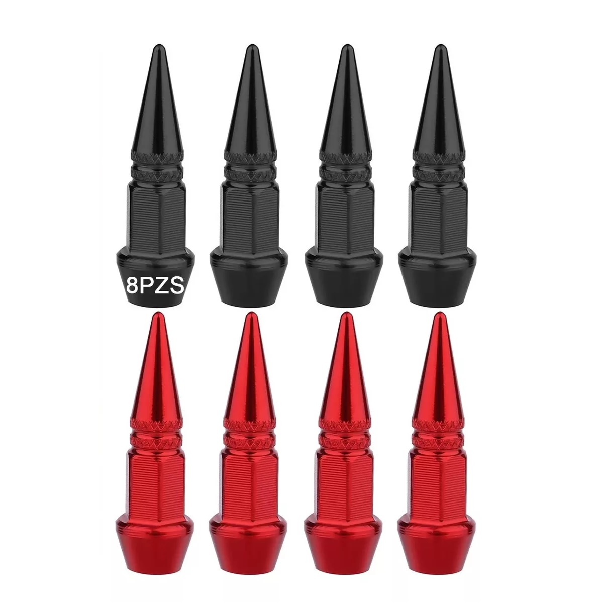 8pzs Tapones Llantas Aluminio Válvula Para Auto Moto Bici Negro/Rojo