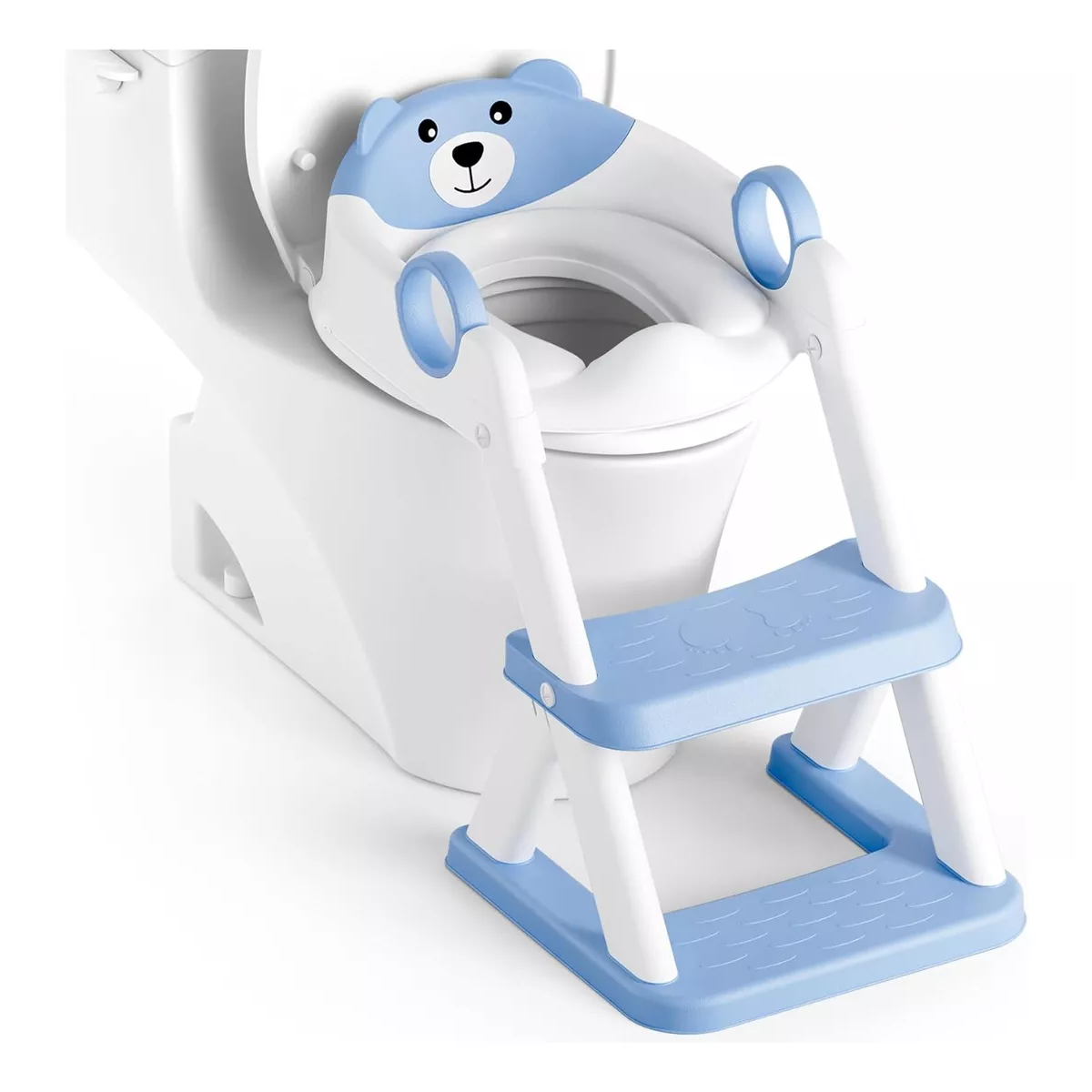 Asiento Entrenador Para Baño Niños, Accesorios Baño Escalera Azul