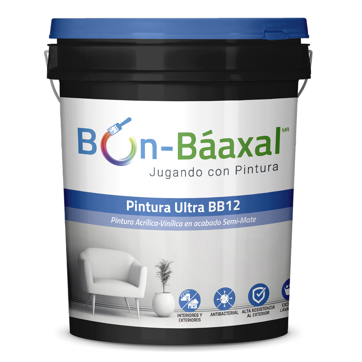 Pintura Vinil Acrílica Bon Báaxal Ultra BB12 Color Blanco 19L 