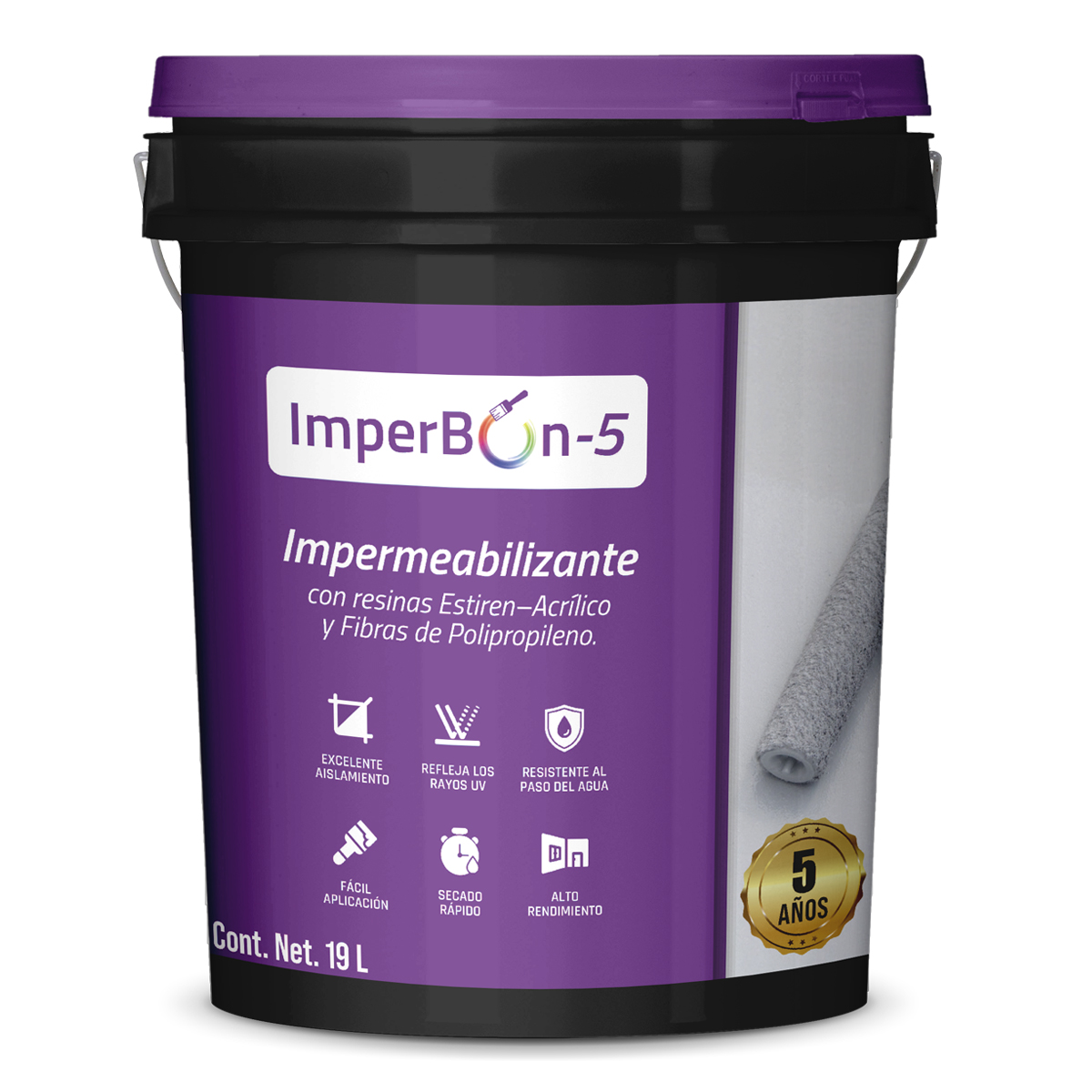 Impermeabilizante Acrílico Bon Báaxal ImperBon 5 años Color Blanco 19L 