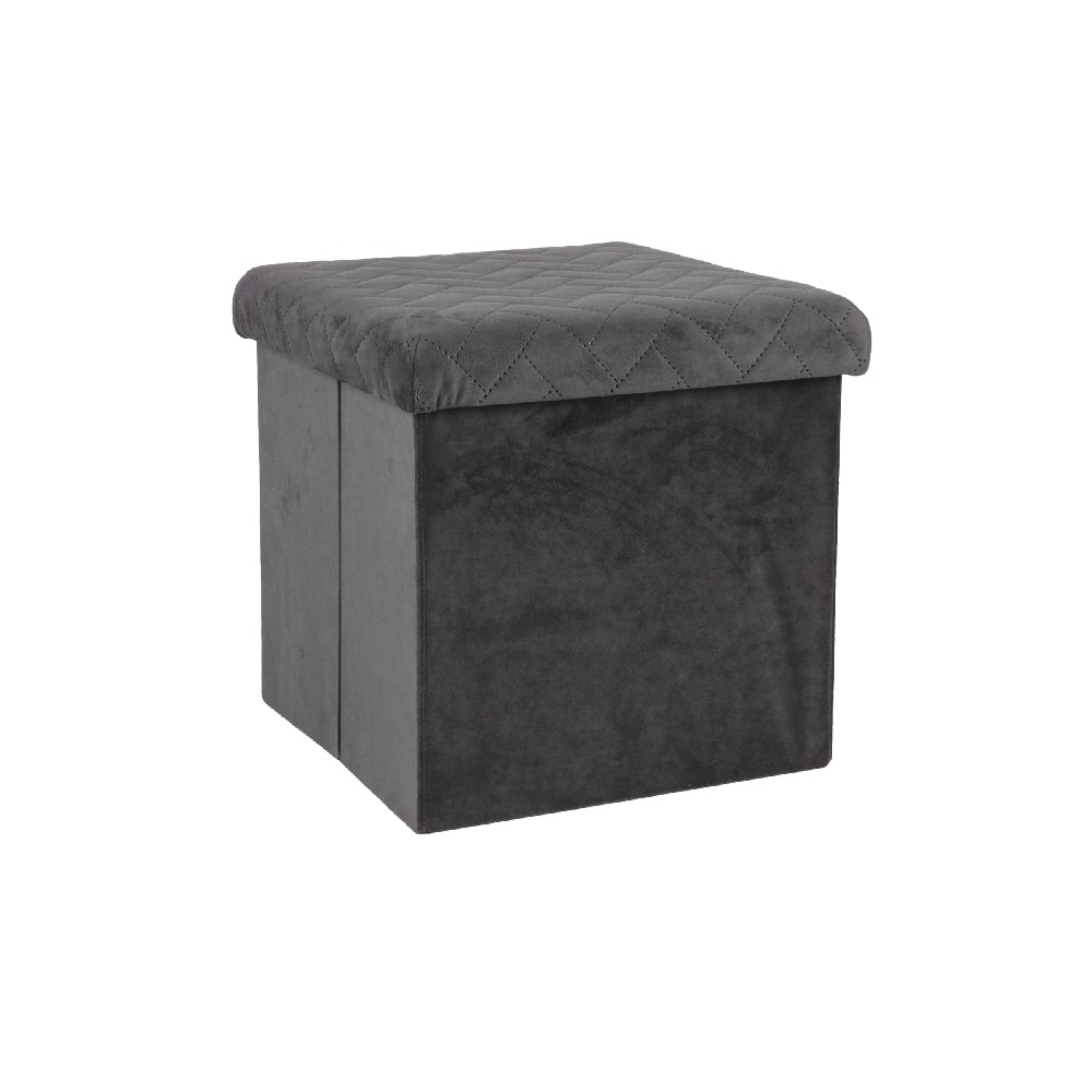 Puff Cubo Organizador Plegable Terciopelo De 38 X 38 X 38 Cm (Gris).