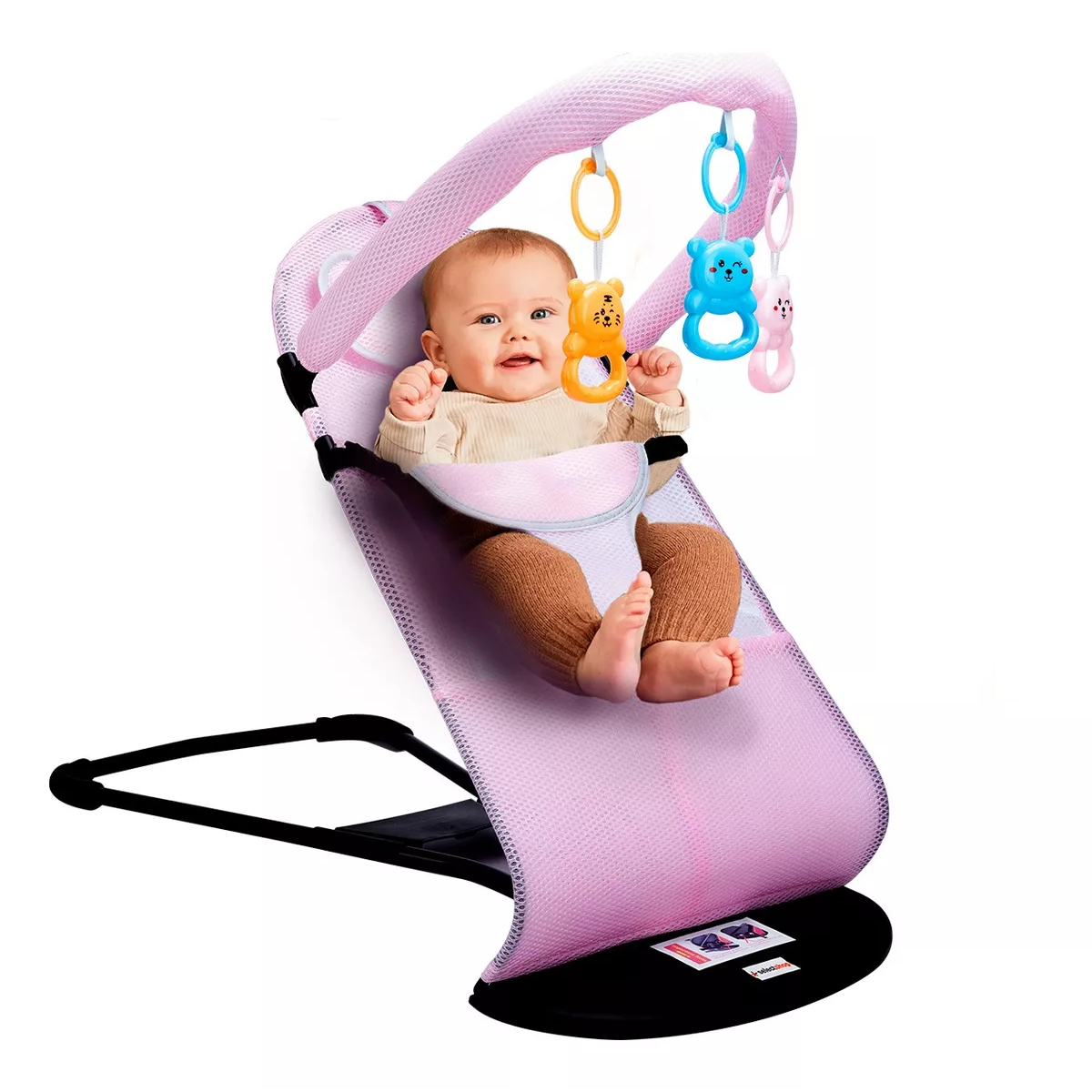 Silla Mecedora Bebe Columpio Infantil Portátil Ajustable Rosa