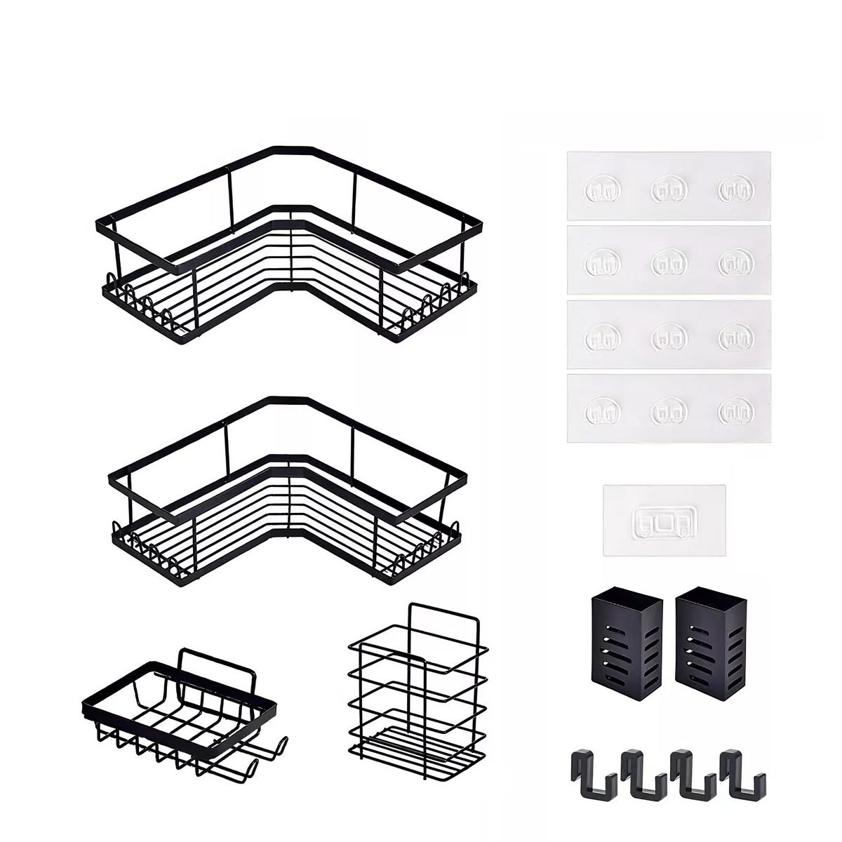 6pcs Accesorios Para Baño Estante Organizador De Repisa Baño Color Negro