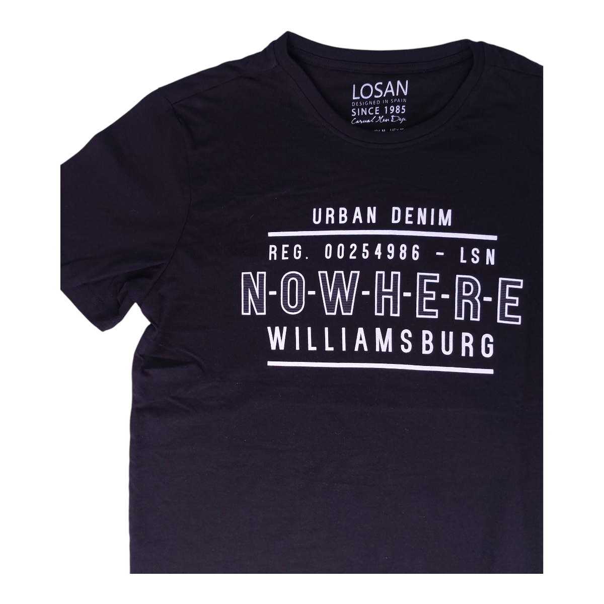 Playera "URBAN DENIM, N-O-W-H-E-R-E" para caballero LOSAN