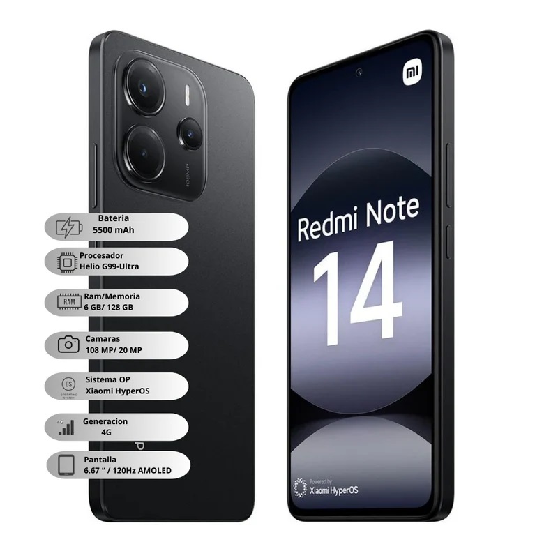 Xiaomi Note 14 256Gb 8Ram Dual Sim Color Negro Nuevo Libre