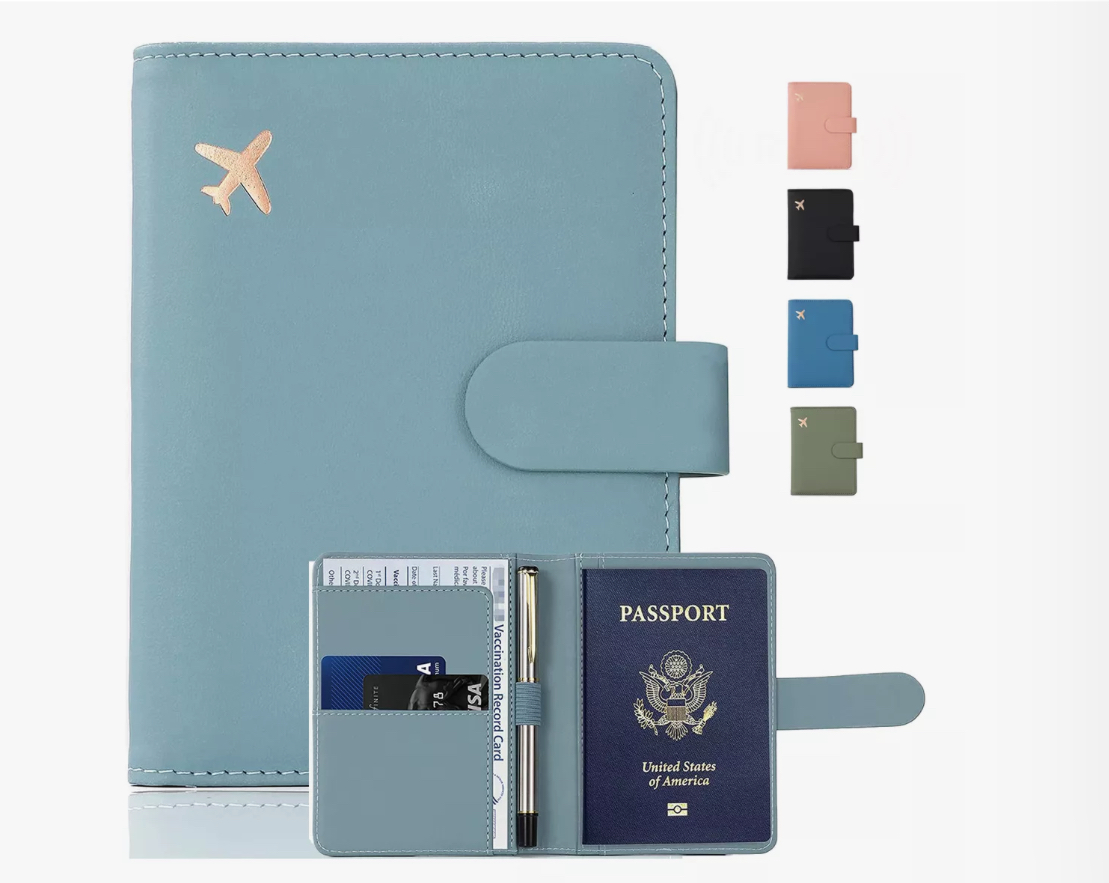 Porta Pasaporte , Documentos Funda Protectora Viaje Celeste 