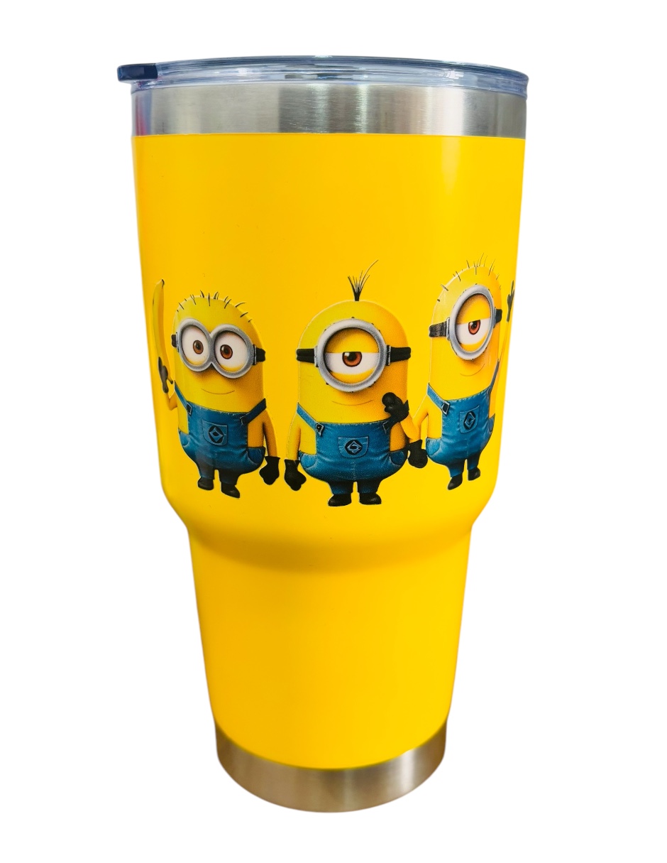 Termo de acero inoxidable Fartmex color Amarillo Minions 30 onzas