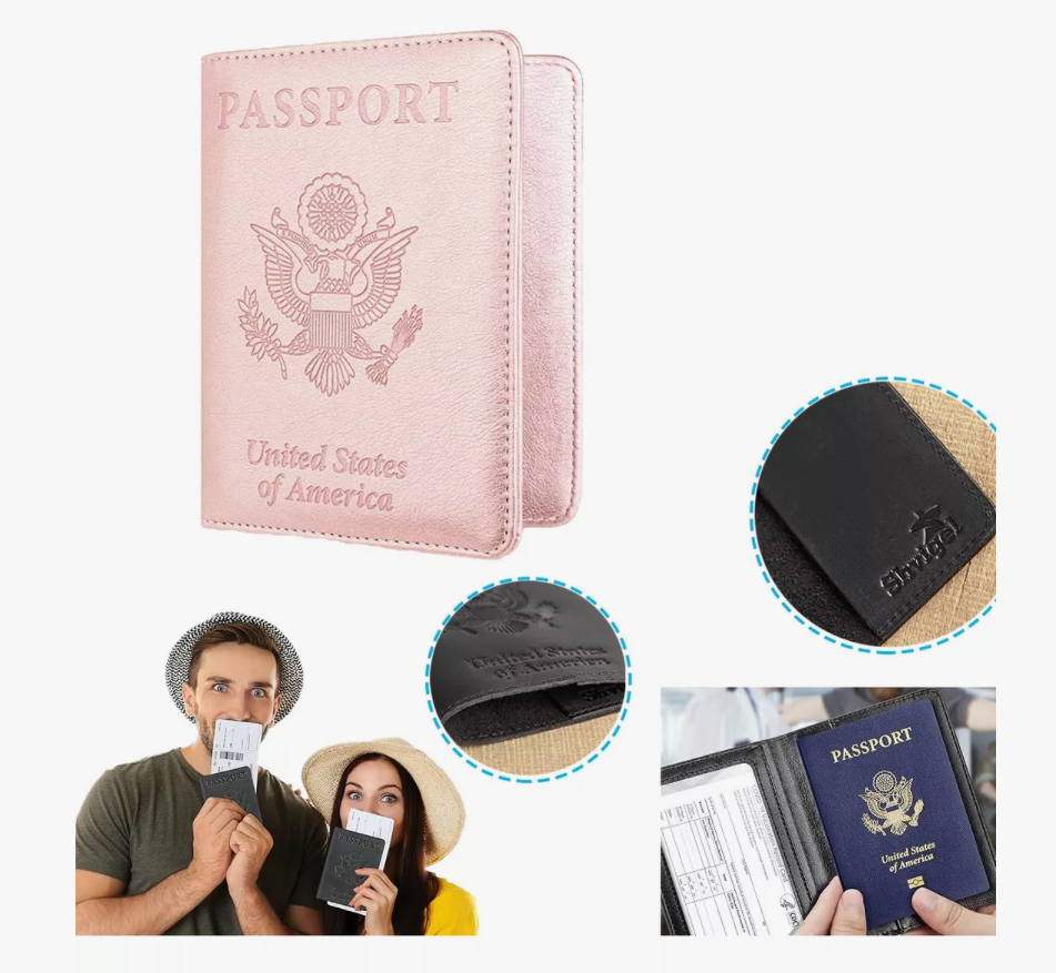 Porta Pasaporte Documentos Funda Protectora Viaje Rosa