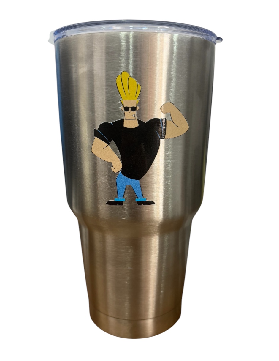 Termo de acero inoxidable Fartmex, color plata, Johnny Bravo 30 OZ