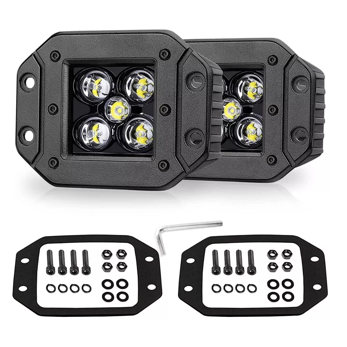 1 Par 5in Faros Auxiliares Led Empotrable Defense Luz Blanca