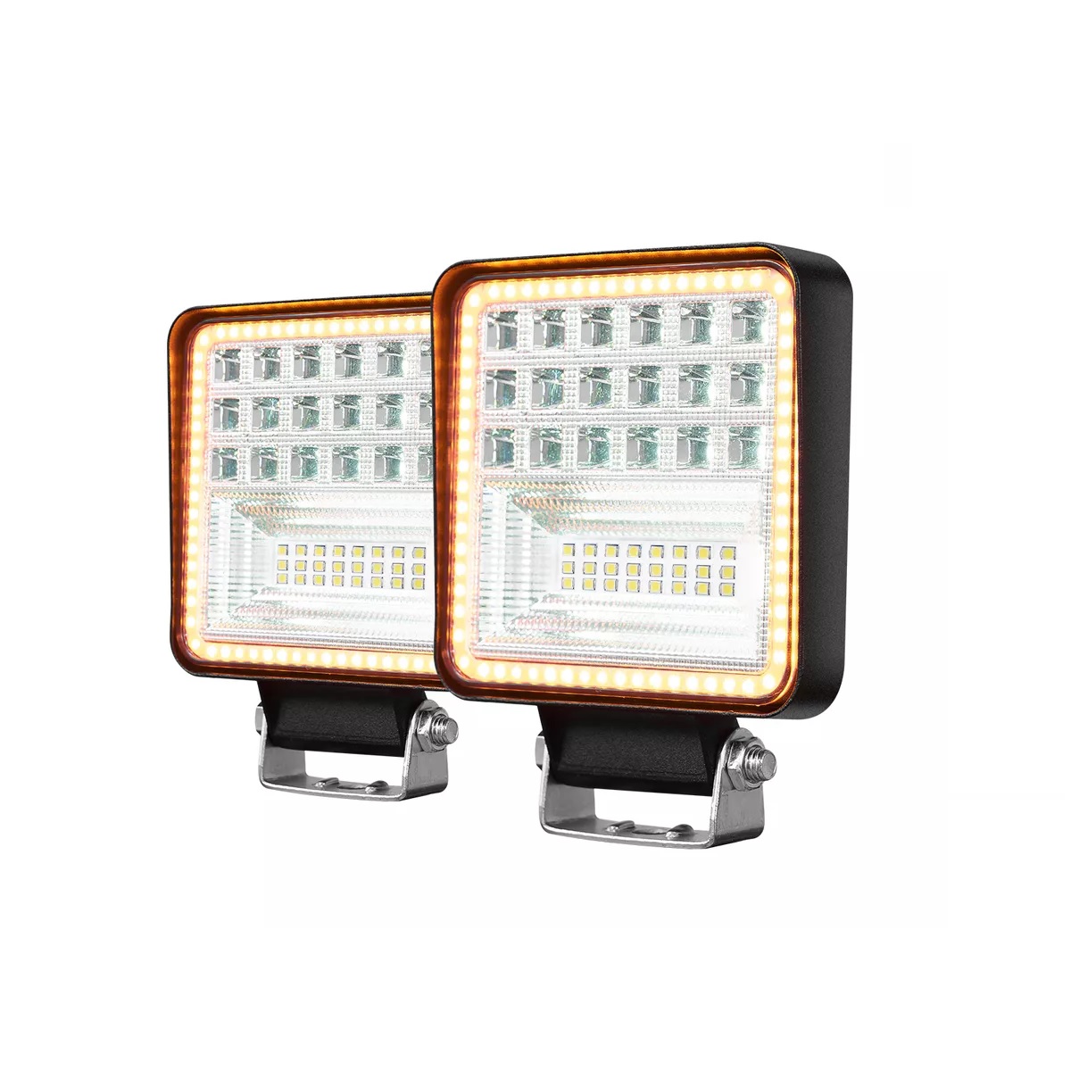 Par Faros Led Auxiliares Ojo De Angel Para Camion 16000lm Amarillo