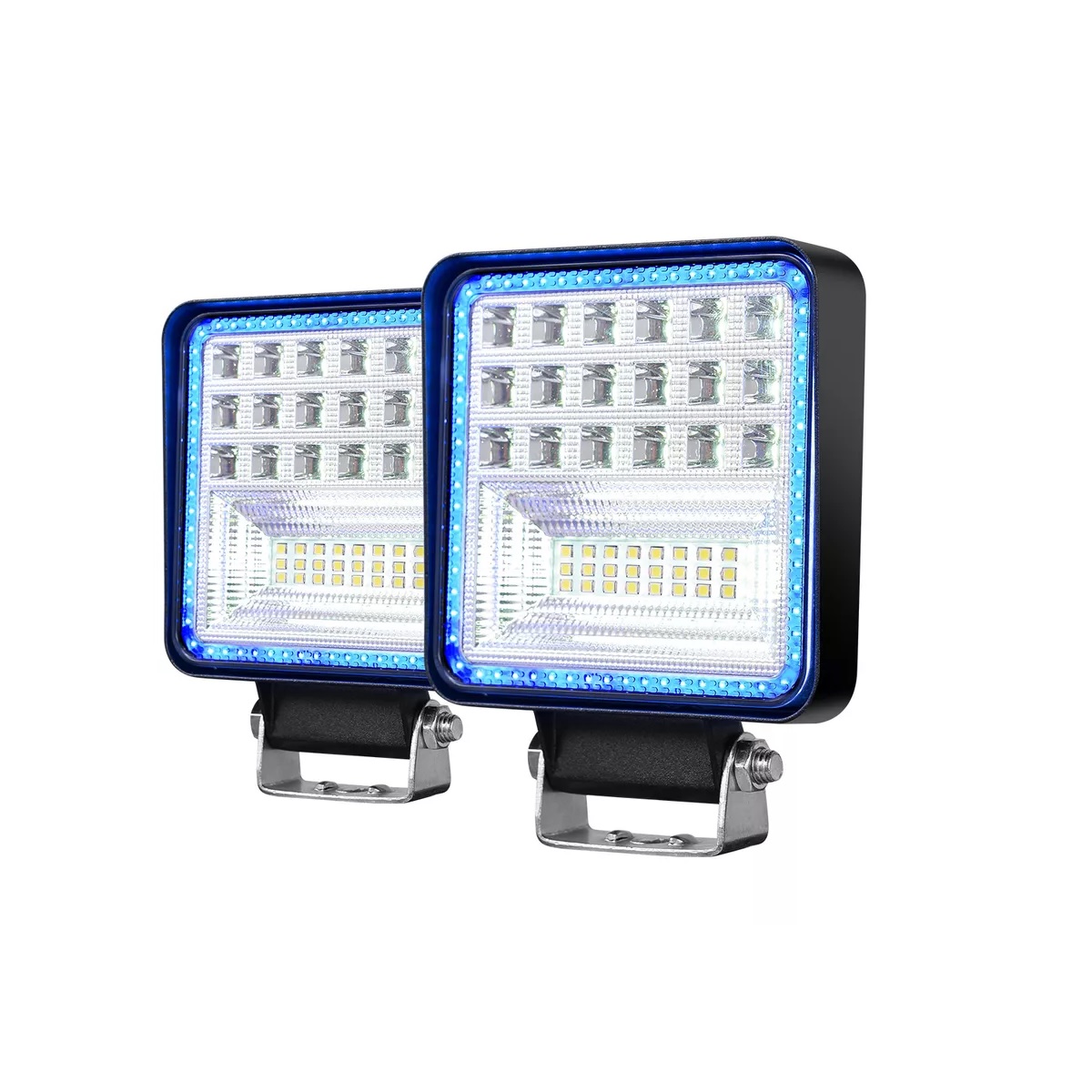 Par Faros Led Auxiliares Ojo De Angel Para Camion 16000lm Azul 