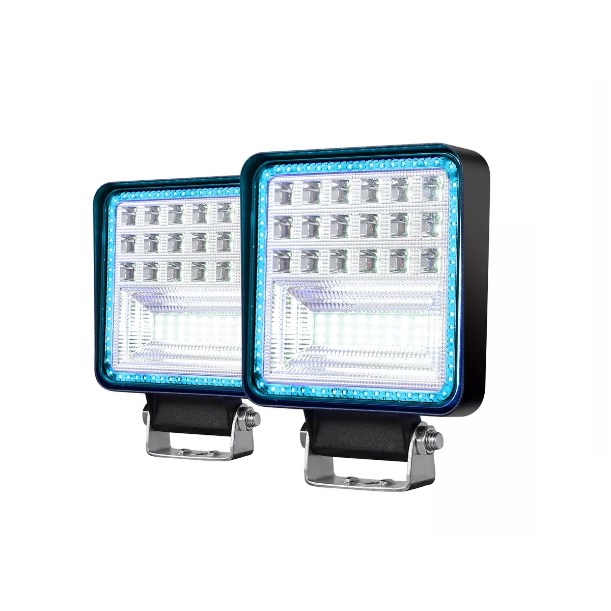 Par Faros Led Auxiliares Ojo De Angel Para Camion 16000lm Azul hielo