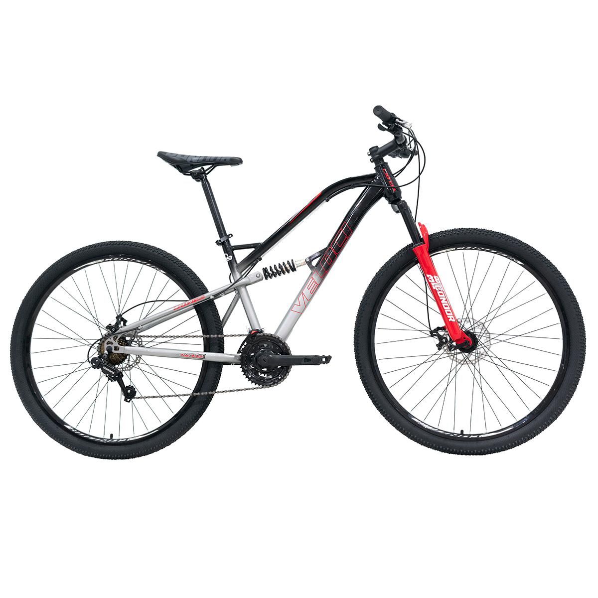 Bicicleta Veloci Naukas Pro FD Rodado 26 Plata De Montaña