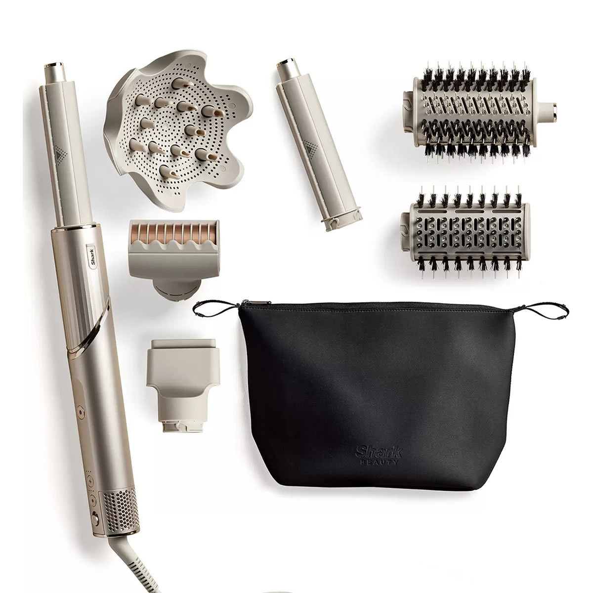  Shark FlexStyle - Multiestilizador 4 funciones + 7 accesorios, HD454CO Sistema De Secado Para El Cabello Gold Rose incluye Bolsa 