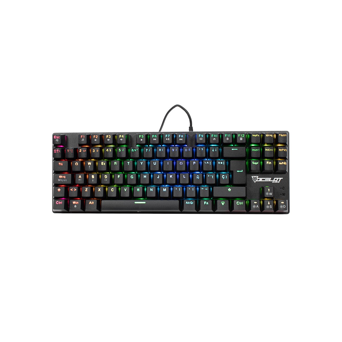 Teclado Gamer Ocelot Gaming OK-TKL2 RGB TKL, Teclado Mecánico, Switch Red, Alámbrico, Negro