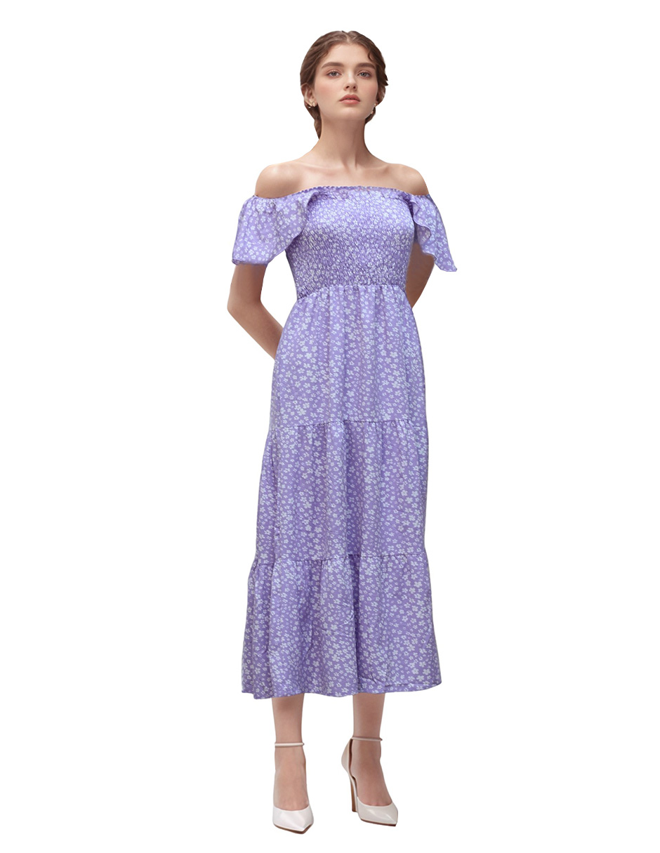 Vestido midi casual modelo campesino