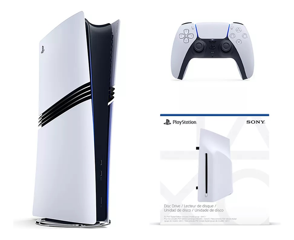 Consola Sony Playstation Pro 2 Tb Color Blanco + Unidad Lectora de Discos Para Ps 5