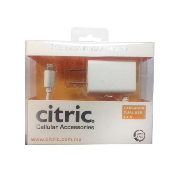 Citric Cargador Dual Lightning Compatible iPhone 6 USB 1.1A Rápido Pared