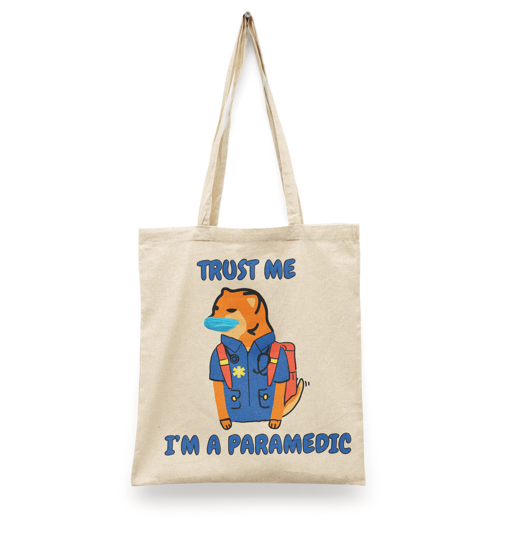 Tote Bag Cheems Trust me ima a paramedic | Perrito Meme paramedico | Bolsa Manta Beige Meme Perrito | Diseño Dtf | Ligera, Reusable