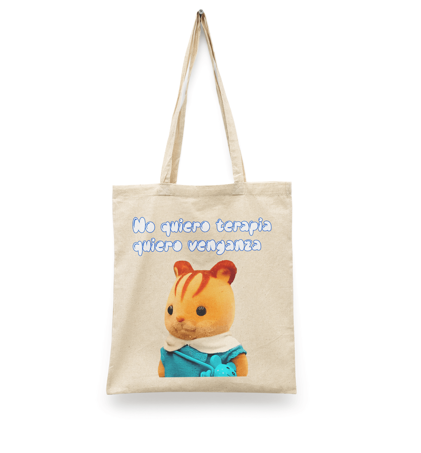 Tote Bag Ternurin No Quiero Terapia, Quiero Venganza | Bolsa Manta Beige Ternurin | Diseño Dtf | Ligera, Reusable