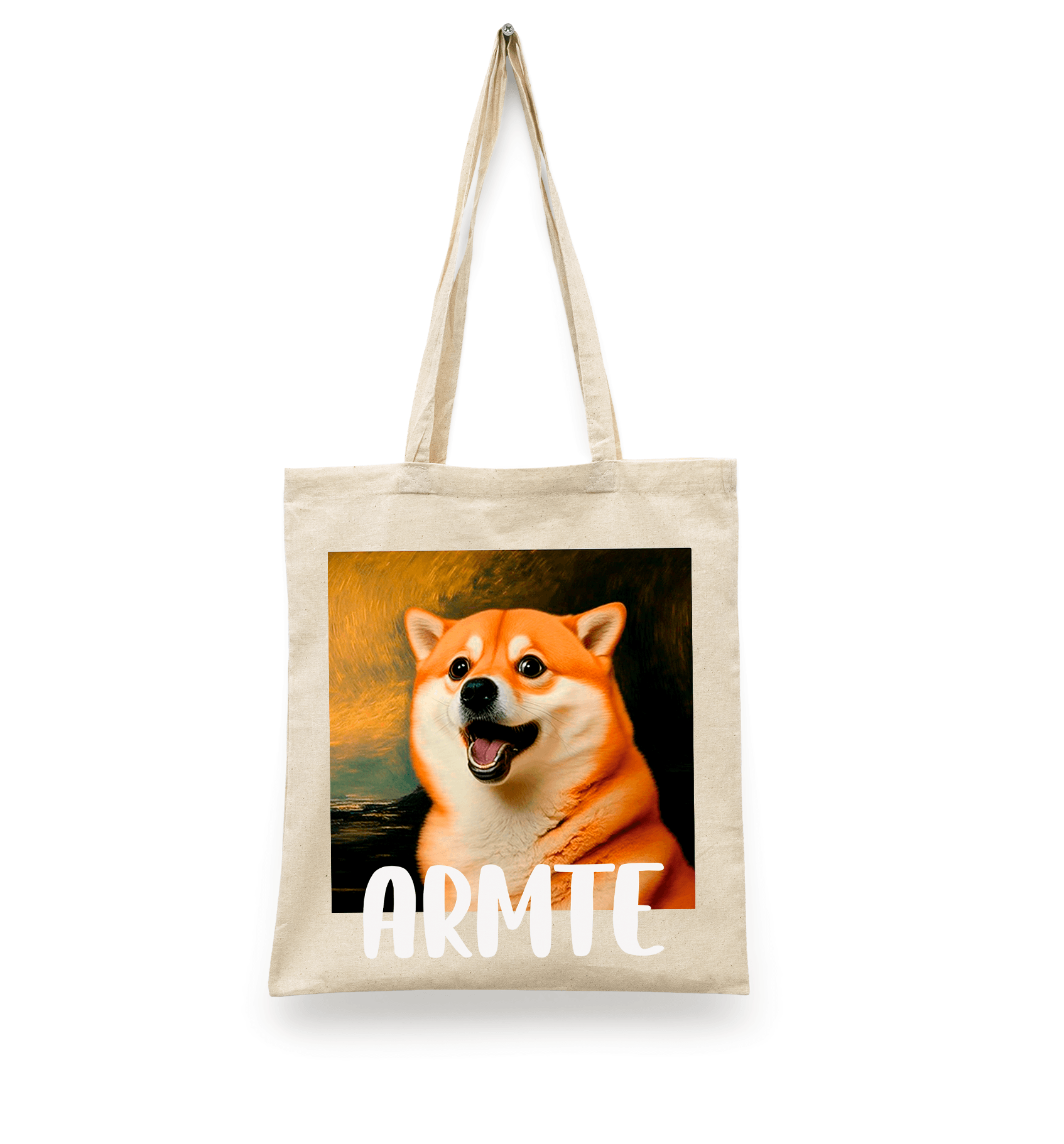 Tote Bag Cheems ARMTE | Bolsa Manta Beige Meme Perrito | Diseño Dtf | Ligera, Reusable