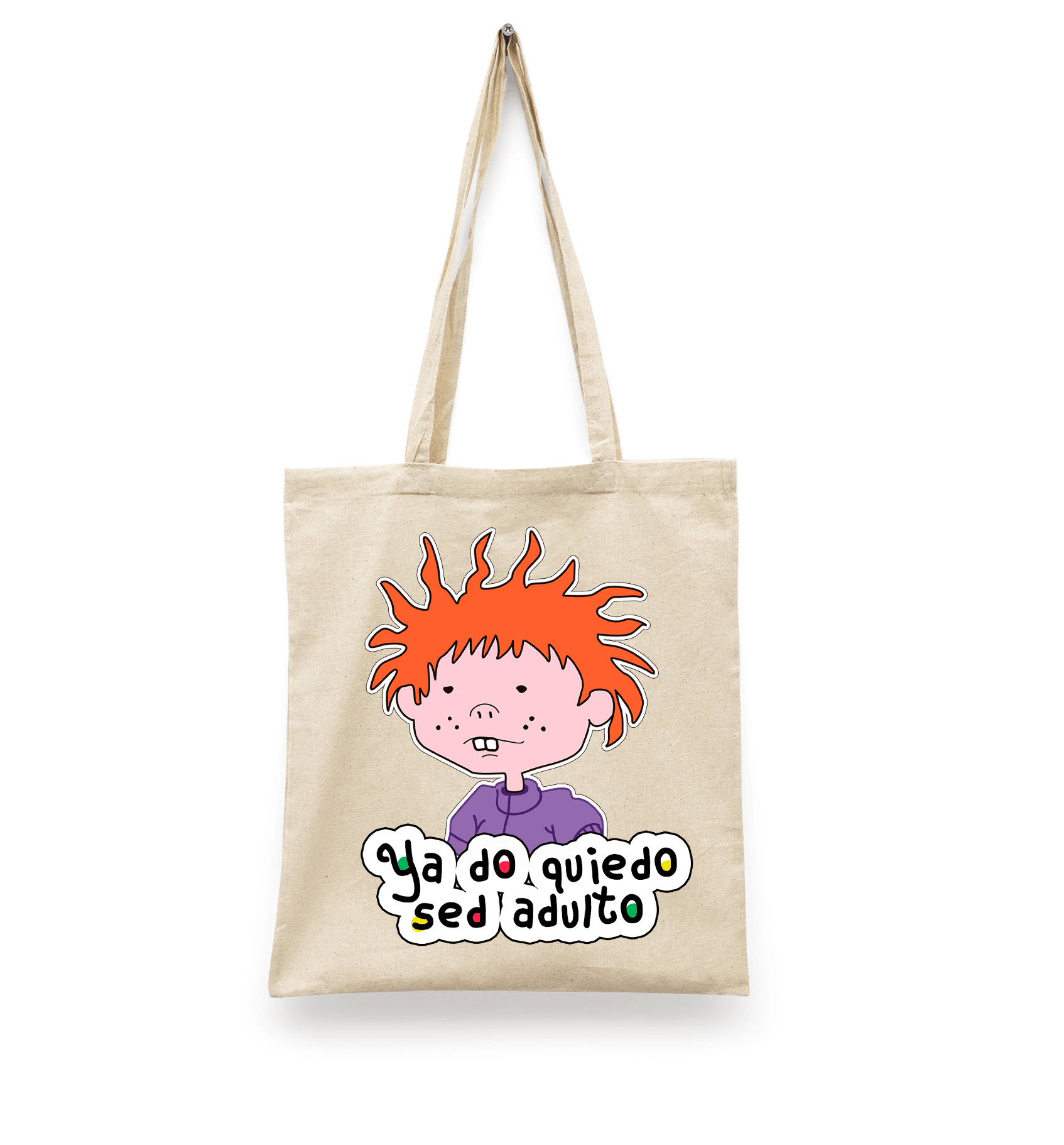 Tote Bag Carlitos Ya No Quiero ser Adulto | Bolsa Manta Beige Rugrats | Diseño Dtf | Ligera, Reusable