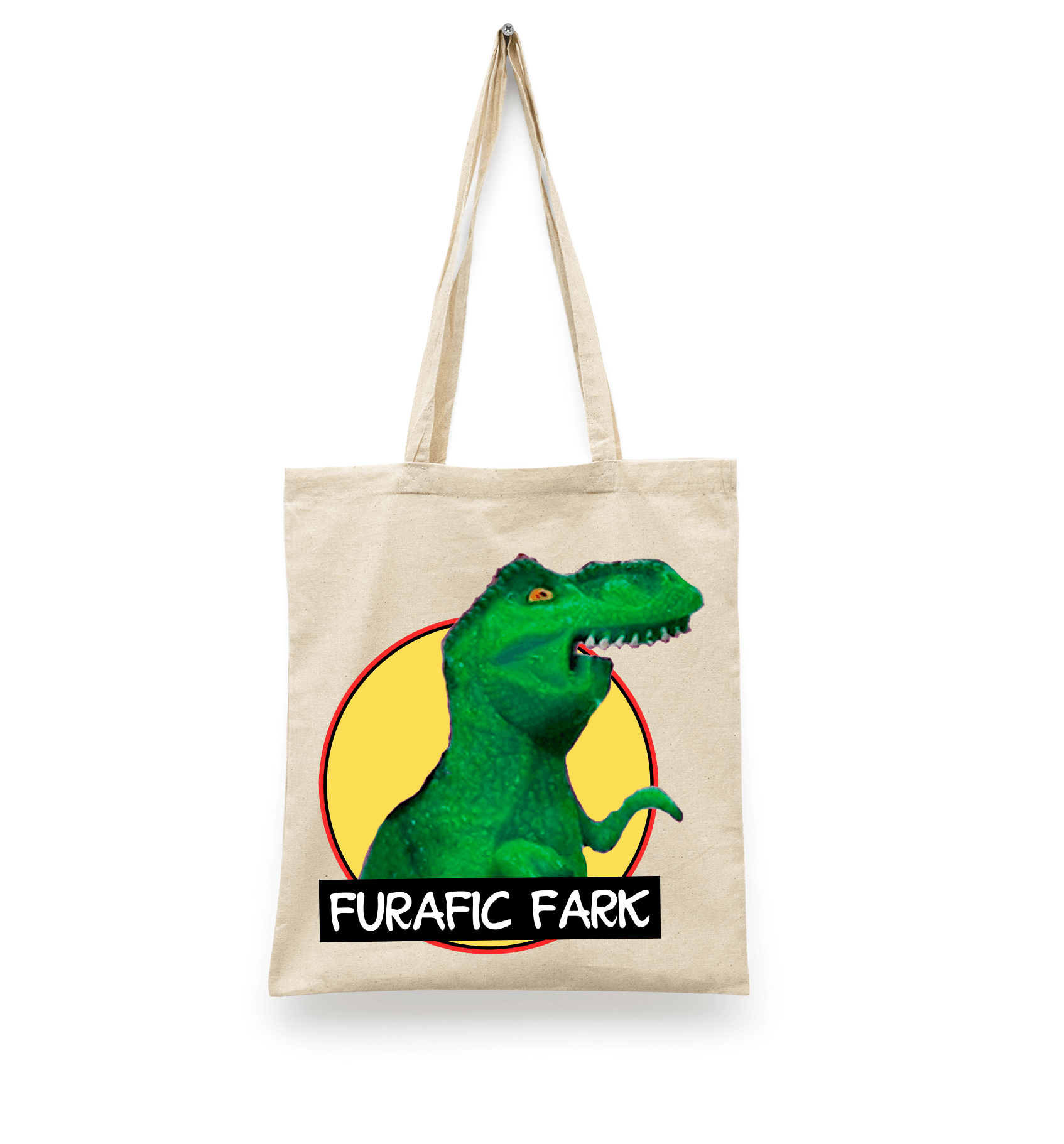Tote Bag Dino Furafic Fark | Bolsa Manta Beige  | Diseño Dtf | Ligera, Reusable