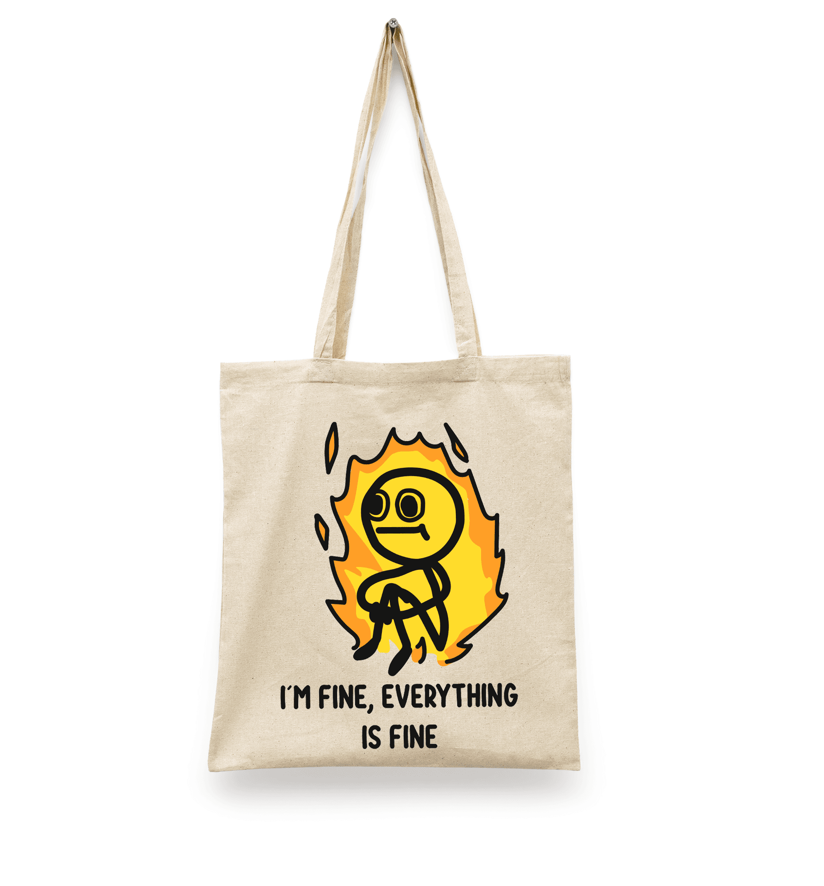 Tote Bag I´m fine, Everything is Fine | Bolsa Manta Beige | Diseño Dtf | Ligera, Reusable