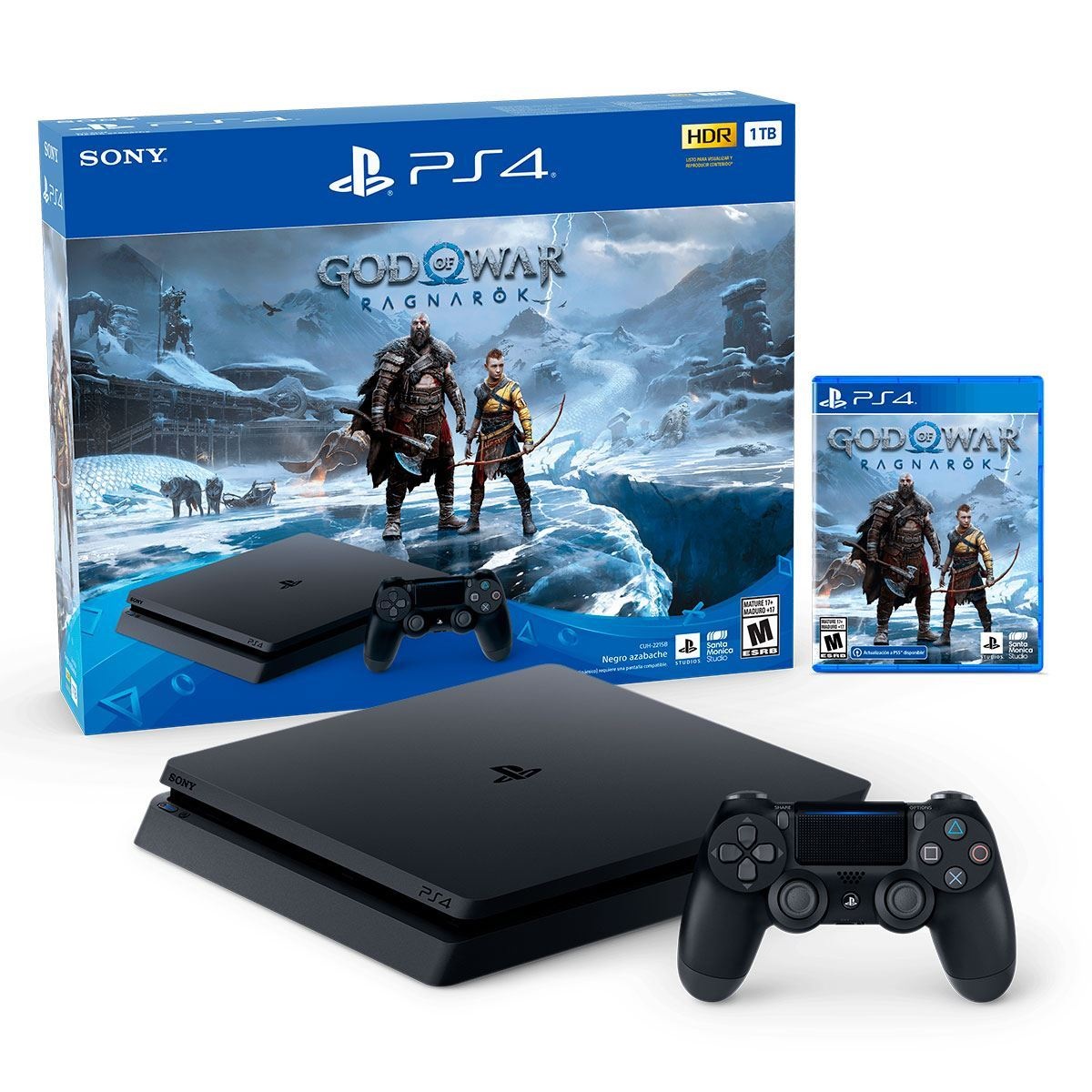 Consola Sony Playstation 4 Slim 1Tb Bundle God Of War Ragnarok Latam Color Negro Azabache