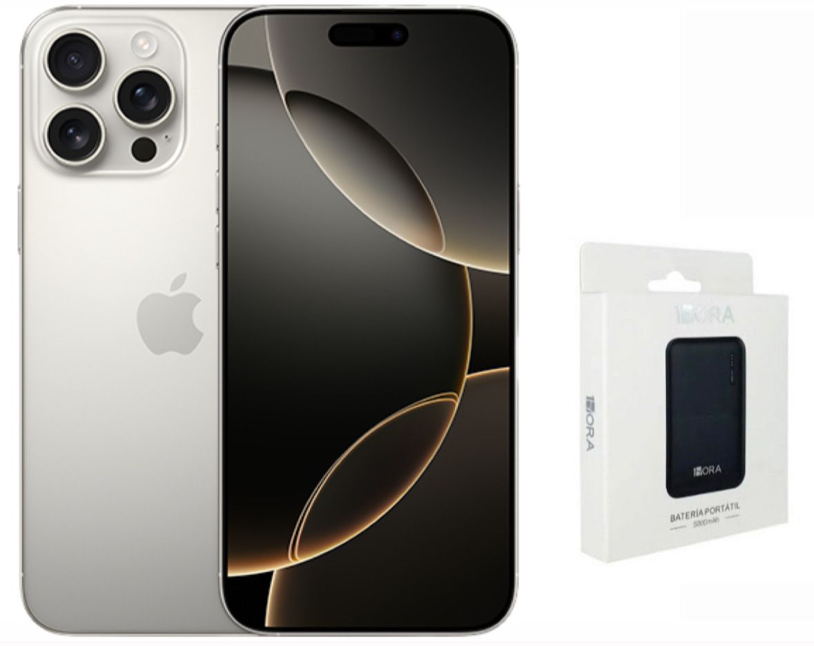 Apple iPhone 16 Pro Max Natural Titanium 256GB Nuevo Sellado mas con bandeja para SIM Batería Hora 20,000mAh 