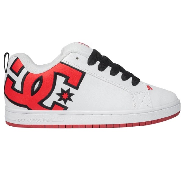 Tenis DC Shoes Court Graffik Blanco/rojo Hombre Tallas #25 al #29